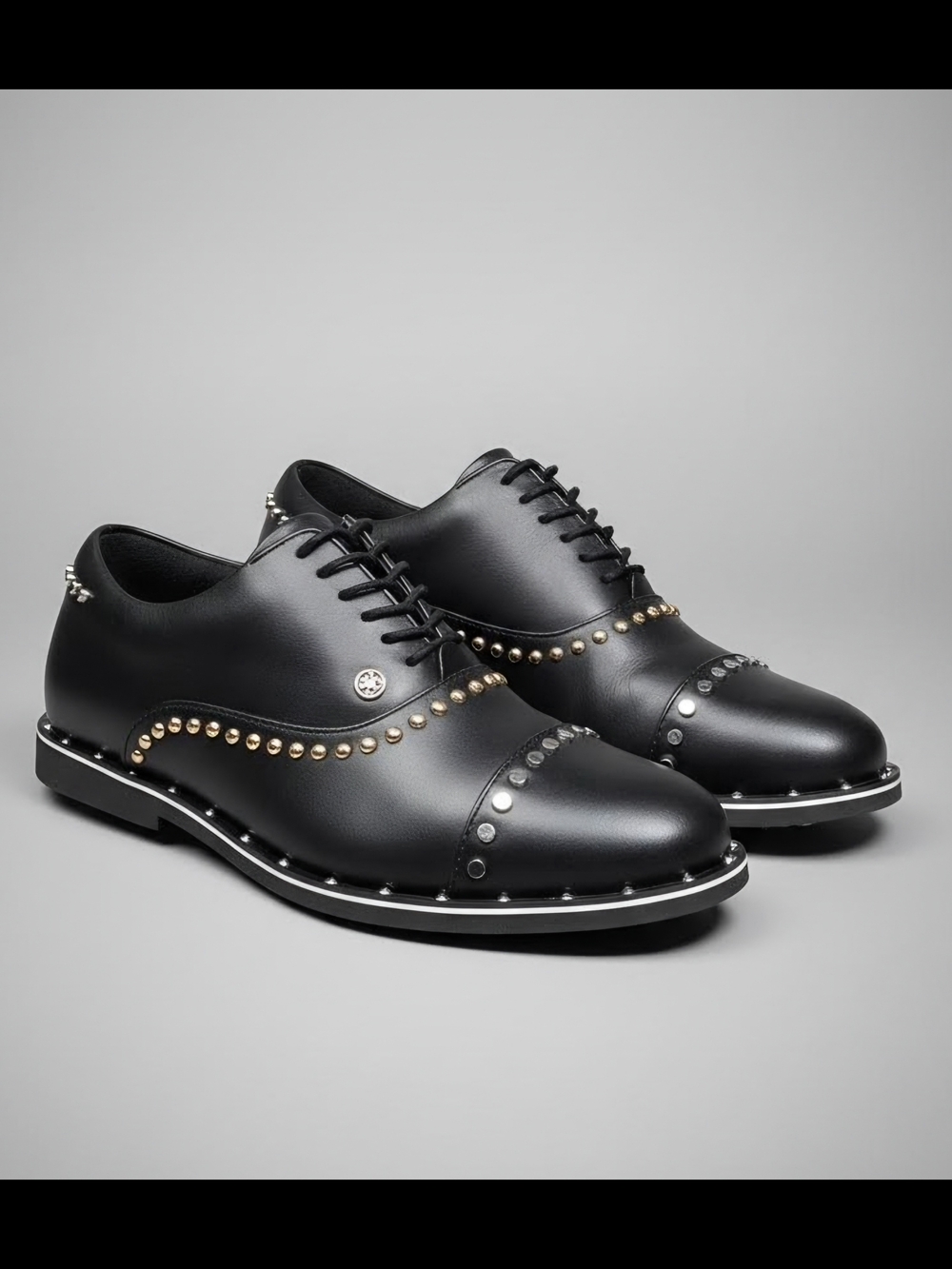 G/FORE Women's Stud Cap Toe Gallivanter Golf Shoes Onyx Black Leather Size 7.5